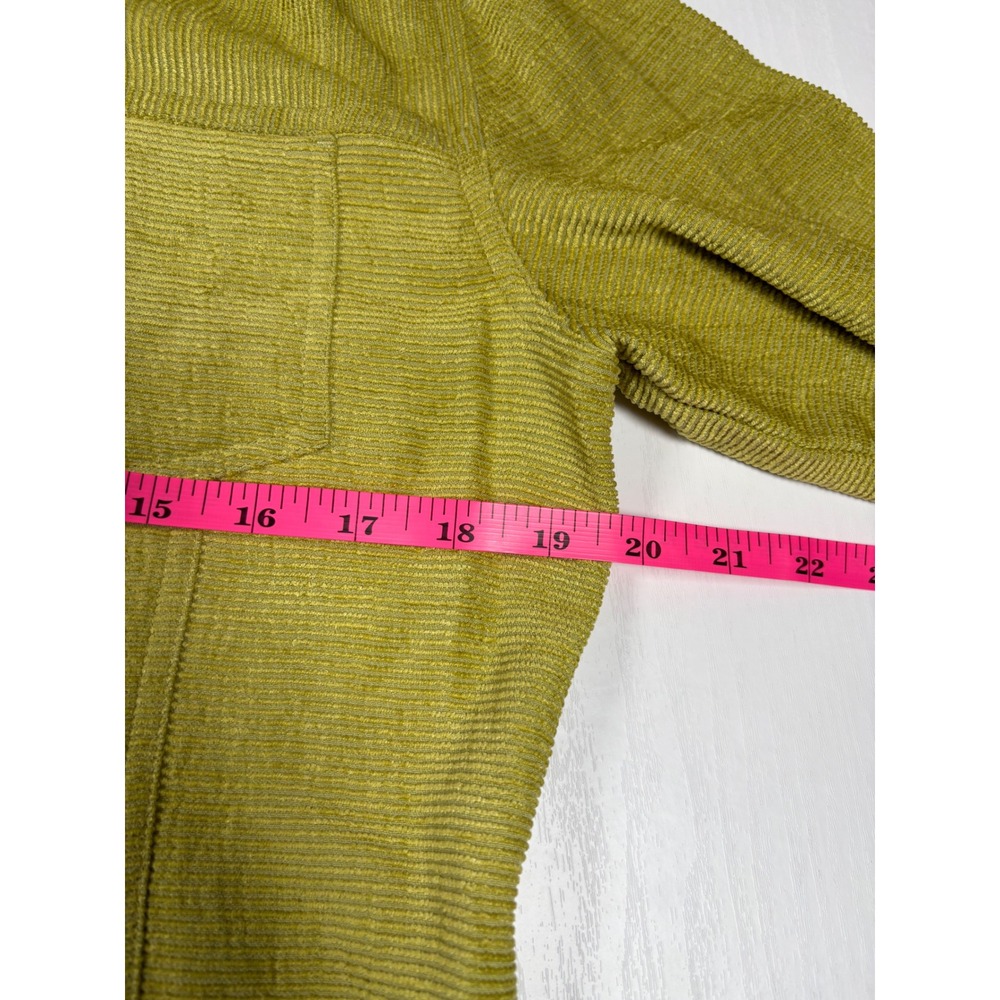 Chicos Womens Silk Blend Ribbed Button Down Shirt Jacket Size 1 Chartreuse Green - Picture 9 of 11